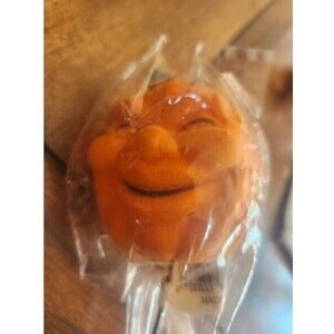 Vintage Halloween Floral Pick Pumpkin Jack O Lantern Face Blow Mold Flocked